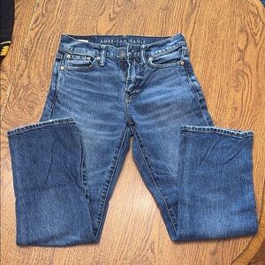 American Eagle Outfitters Blue Straight Jeans with Patchwork